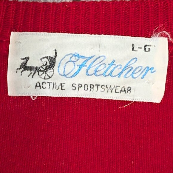 Vintage Fletcher Red Long Sleeve Winterhawks Sweater Sz Large - Picture 3 of 4